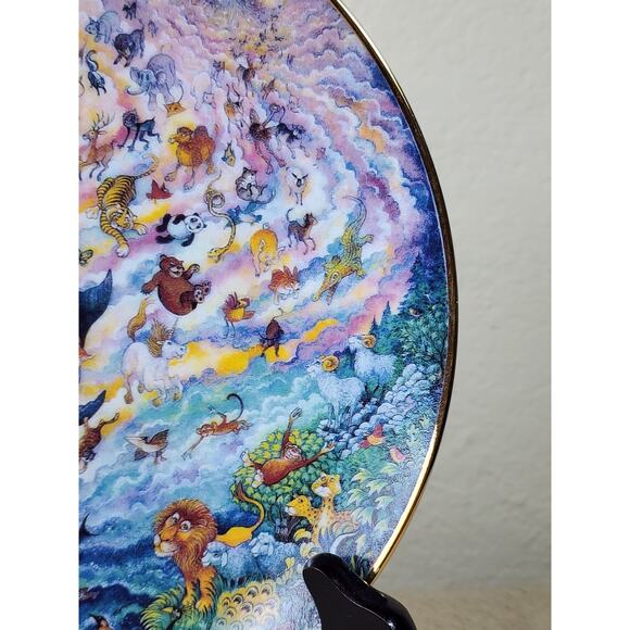Plate In the Beginning by Bill Bell 8" Animals Bible Story 1991 Porcelain Vtg - Picture 5 of 12